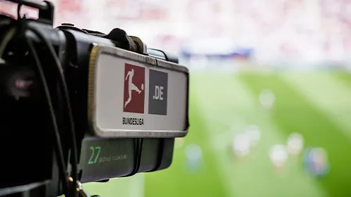A camera with a Bundesliga sign on the side. (Photo)